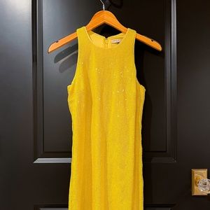 Halston Heritage Yellow Sequin Dress